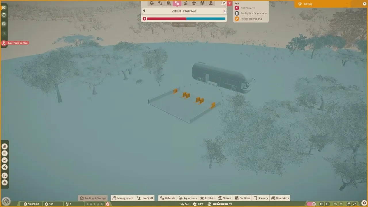 Planet Zoo 2 beginner tips entrance barriers inside the utilities power heatmap coverage