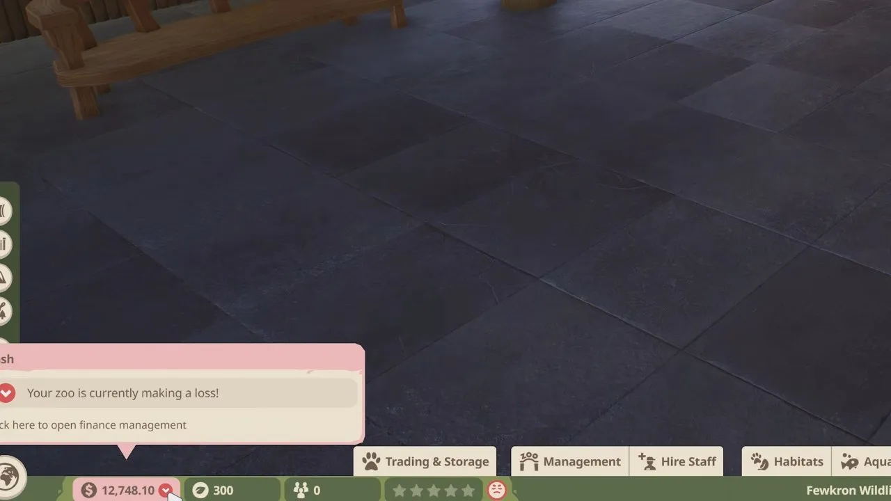 Planet Zoo 2 beginner tips cash balance warning during early zoo construction
