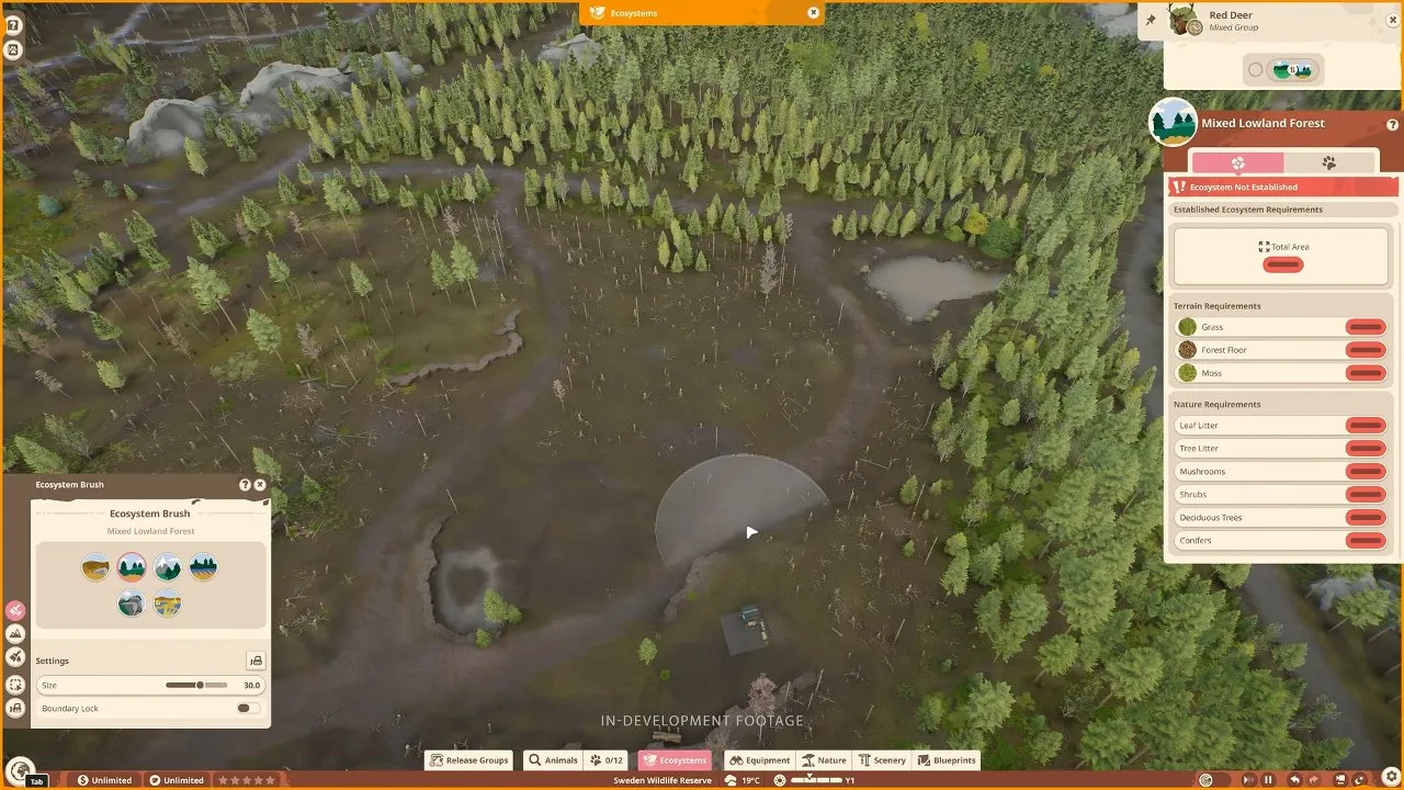 Planet Zoo 2 wildlife reserves Mixed Lowland Forest area terrain and nature requirements