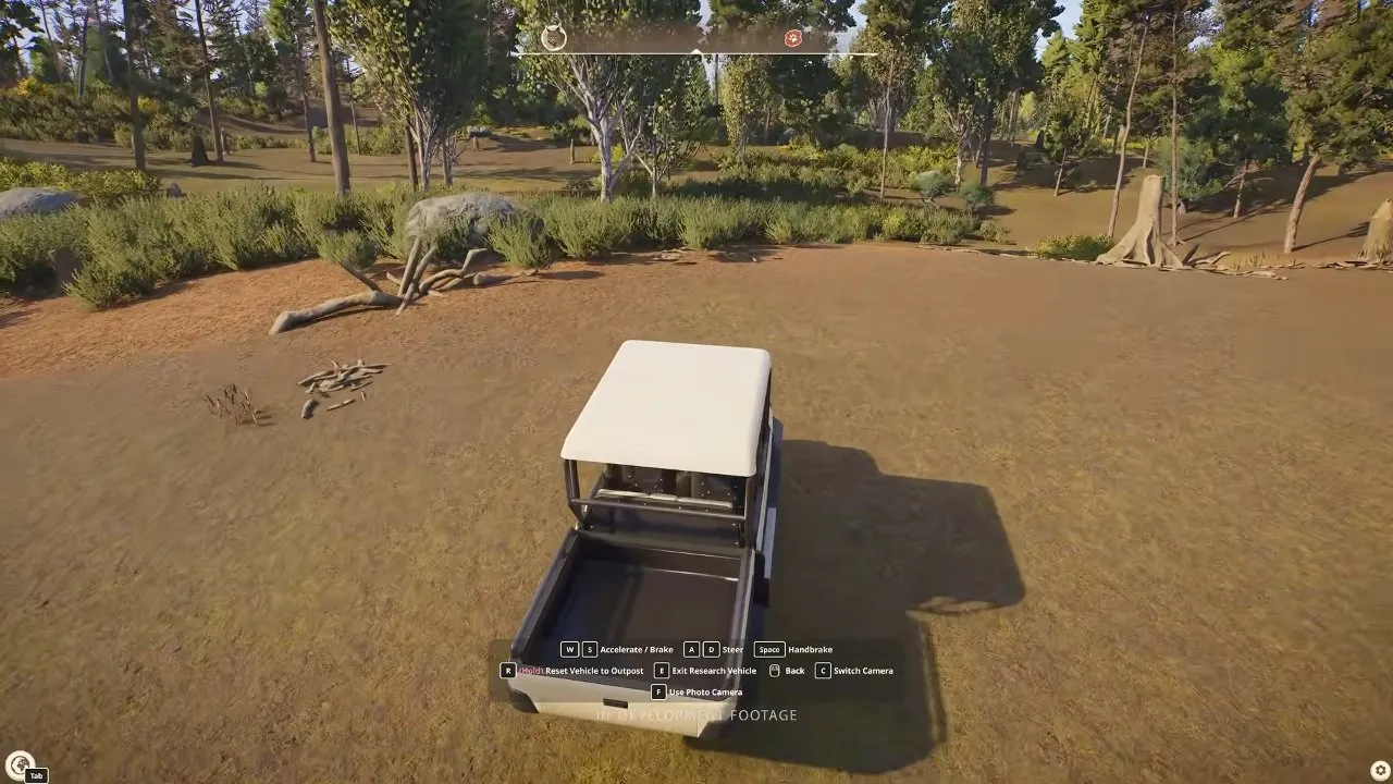 Planet Zoo 2 wildlife reserves Research Vehicle with compass and reset-to-outpost control